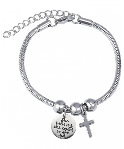 Bible Verse Cross Bracelets Christian Gifts Prayer Charm Faith Religious Jewelry for Women She believe she could $10.12 Brace...