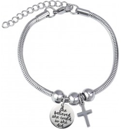 Bible Verse Cross Bracelets Christian Gifts Prayer Charm Faith Religious Jewelry for Women She believe she could $10.12 Brace...