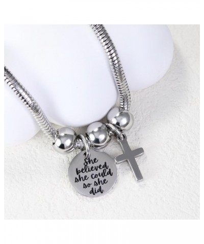 Bible Verse Cross Bracelets Christian Gifts Prayer Charm Faith Religious Jewelry for Women She believe she could $10.12 Brace...