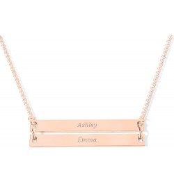 10K Classic Engravable Double Bar Necklace by JEWLR 18.0 Inches Rose Gold $91.43 Necklaces