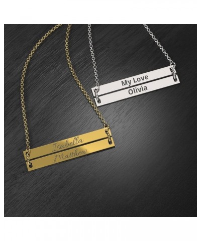 10K Classic Engravable Double Bar Necklace by JEWLR 18.0 Inches Rose Gold $91.43 Necklaces