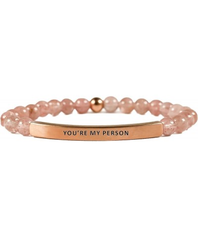 Love Collection Unisex Stretchable Bracelets (YOU'RE MY PERSON) Pink Quartz $23.08 Bracelets