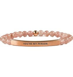 Love Collection Unisex Stretchable Bracelets (YOU'RE MY PERSON) Pink Quartz $23.08 Bracelets