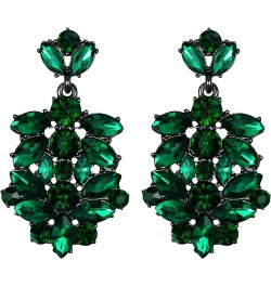 Costume Jewelry Marquise Austrian Crystal Art Deco Banquet Dangle Earrings for Women Bridal Green Black-Tone $12.53 Earrings