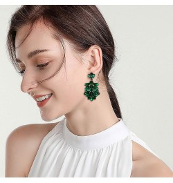 Costume Jewelry Marquise Austrian Crystal Art Deco Banquet Dangle Earrings for Women Bridal Green Black-Tone $12.53 Earrings