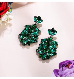 Costume Jewelry Marquise Austrian Crystal Art Deco Banquet Dangle Earrings for Women Bridal Green Black-Tone $12.53 Earrings