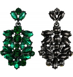 Costume Jewelry Marquise Austrian Crystal Art Deco Banquet Dangle Earrings for Women Bridal Green Black-Tone $12.53 Earrings