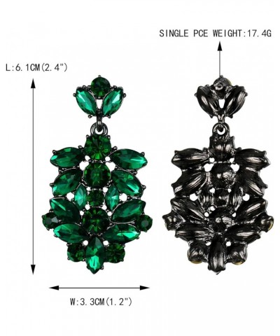 Costume Jewelry Marquise Austrian Crystal Art Deco Banquet Dangle Earrings for Women Bridal Green Black-Tone $12.53 Earrings