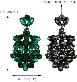 Costume Jewelry Marquise Austrian Crystal Art Deco Banquet Dangle Earrings for Women Bridal Green Black-Tone $12.53 Earrings