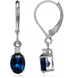 White Gold Plated 925 Sterling Silver Leverback Earrings Synthetic Blue Sapphire - September Birthstone white gold plated $10...