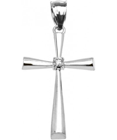 Sterling Silver Solitaire Diamond Cross Elegant Pendant $17.15 Necklaces