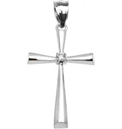 Sterling Silver Solitaire Diamond Cross Elegant Pendant $17.15 Necklaces