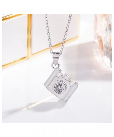 925 Sterling Silver Necklace Women Solid Silver Chain 18 inches Personality Design Camera Shape Pendant Chocker Fine Jewelry ...