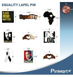 Equality Lapel Pin – Black Die Plated Enamel Lapel Pin for BLM Advocates – Raise Awareness and Fight for Equality – Badge for...