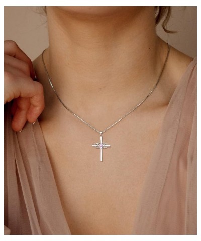 Women's Cross Necklace Sterling Silver Infinity Heart Crucifix Pendant Gemstones Criss Jewelry 10-pink tourmaline-Oct $27.30 ...