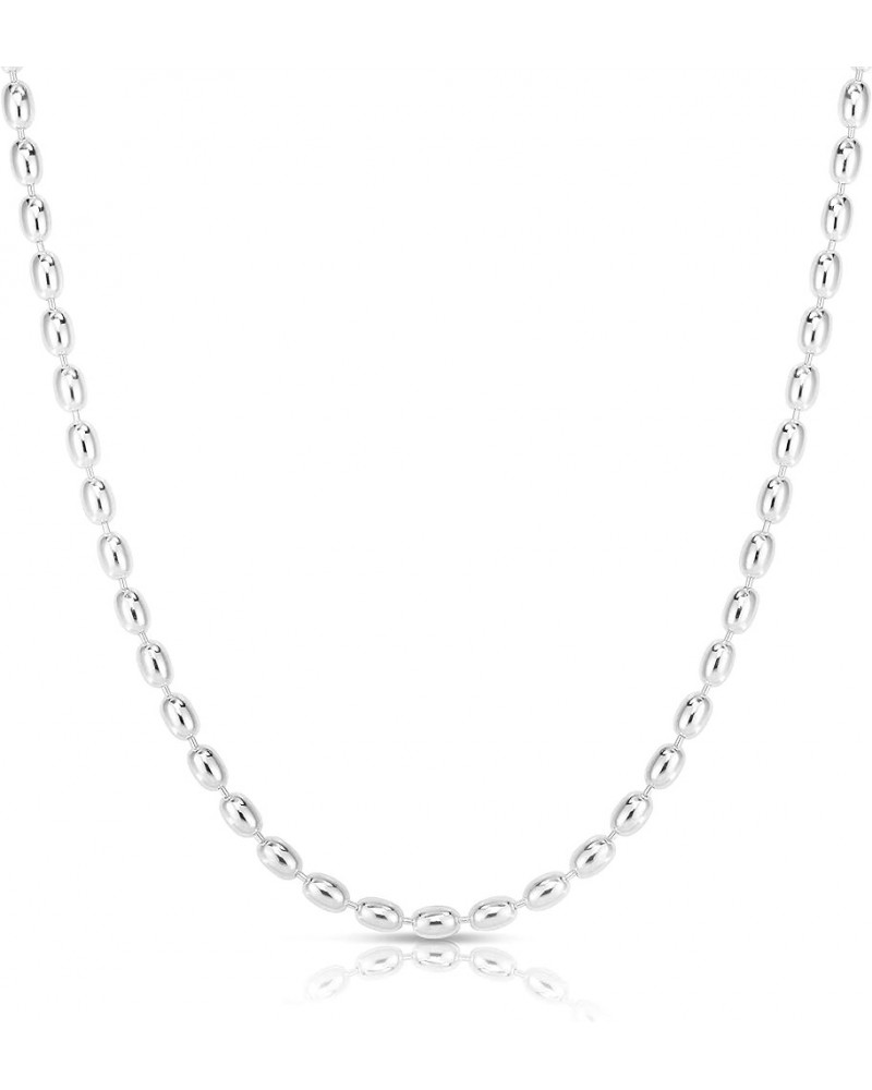 925 Sterling Silver Rice Bead Chain, Silver Oval Bead Chain Necklace, Silver Beaded Chain Necklace. 36.0 Inches 4MM $11.60 Ne...