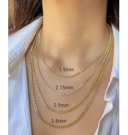 14K Real Gold Cuban Link Chain - 1.9mm 2.15mm 2.9mm 3.8mm 4.75mm Diamond Cut Concave Cuban Curb Chain Pendant Necklace For Me...