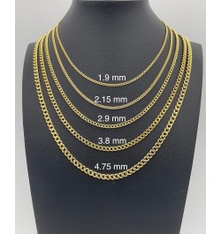 14K Real Gold Cuban Link Chain - 1.9mm 2.15mm 2.9mm 3.8mm 4.75mm Diamond Cut Concave Cuban Curb Chain Pendant Necklace For Me...