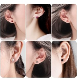 5 Pairs Colorful Round Gemstone 925 Sterling Silver Fashion Stud Earrings Jewelry green chalcedony $16.41 Earrings