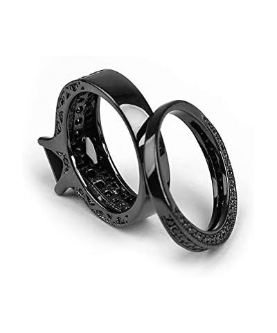 Liza Bridal Set Gothic Modern Black Cubic Zirconia Engagement Ring Wedding Band Fashion Jewelry For Women $12.99 Sets