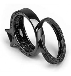 Liza Bridal Set Gothic Modern Black Cubic Zirconia Engagement Ring Wedding Band Fashion Jewelry For Women $12.99 Sets