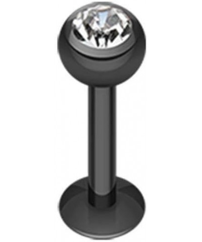 Blackline PVD Gem Ball Steel Labret 16 GA, Length: 8mm, Ball: 3mm, Black/Clear $9.85 Body Jewelry