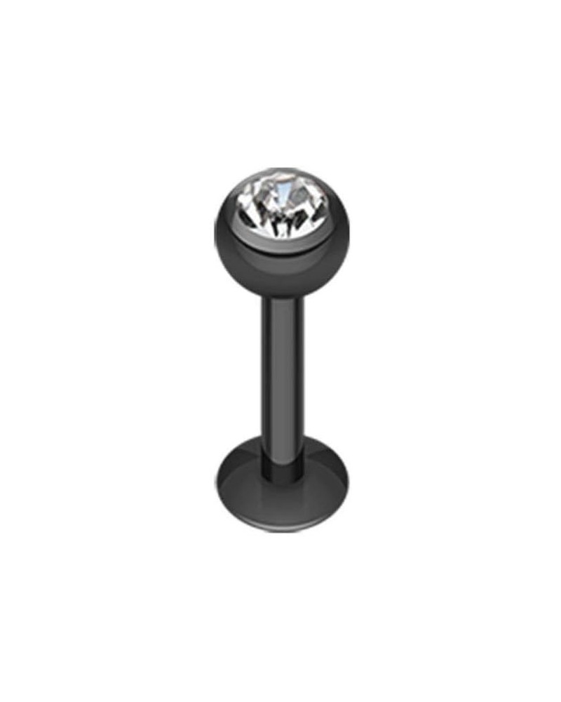 Blackline PVD Gem Ball Steel Labret 16 GA, Length: 8mm, Ball: 3mm, Black/Clear $9.85 Body Jewelry