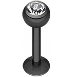 Blackline PVD Gem Ball Steel Labret 16 GA, Length: 8mm, Ball: 3mm, Black/Clear $9.85 Body Jewelry