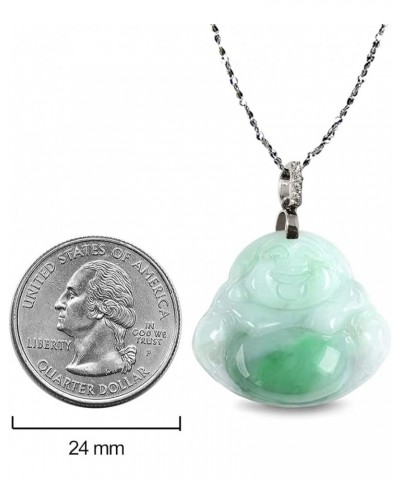 Laughing Buddha Jade Necklace, Real Grade A Certified Burma Jadeite for Happiness and Wealth, Adjustable Lucky Red Cord, Q130...