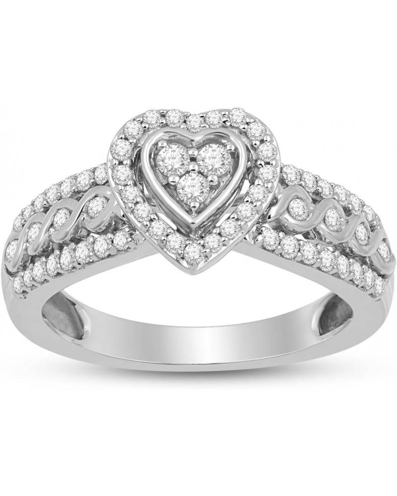 Sterling Silver 1/2 Cttw Natural White Round Diamond Bridal Ring, Size 7 $58.11 Bracelets