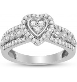 Sterling Silver 1/2 Cttw Natural White Round Diamond Bridal Ring, Size 7 $58.11 Bracelets