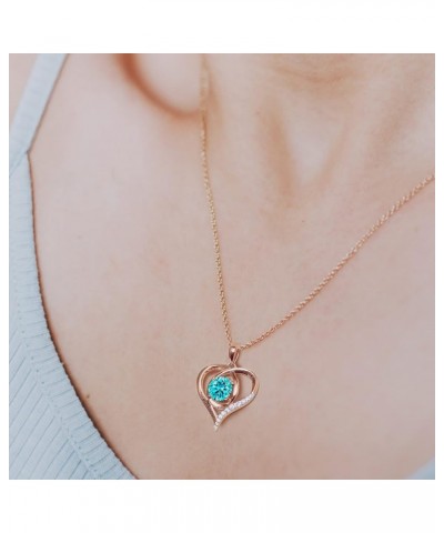 Necklaces for Women, 18K Rose Gold Over 925 Sterling Silver Heart Necklace for Women, Dainty Necklace for Women Pendant Neckl...