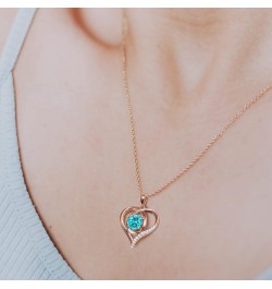 Necklaces for Women, 18K Rose Gold Over 925 Sterling Silver Heart Necklace for Women, Dainty Necklace for Women Pendant Neckl...