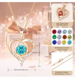 Necklaces for Women, 18K Rose Gold Over 925 Sterling Silver Heart Necklace for Women, Dainty Necklace for Women Pendant Neckl...