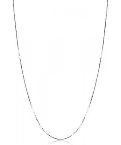 14k White Gold Box Chain Pendant Necklace for Women (0.6mm, 0.7mm, 0.8mm or 1mm/ lengths from 13 to 30 inches) 18 inch 0.7 mm...