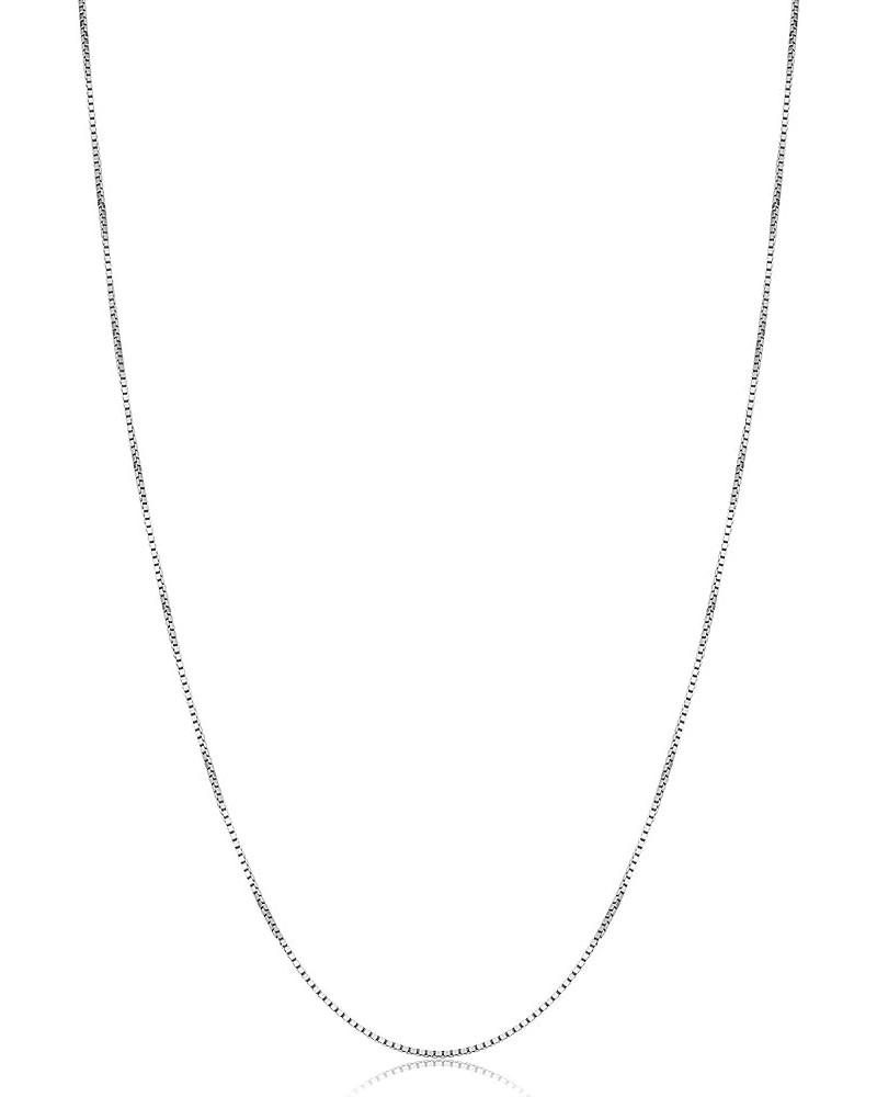 14k White Gold Box Chain Pendant Necklace for Women (0.6mm, 0.7mm, 0.8mm or 1mm/ lengths from 13 to 30 inches) 18 inch 0.7 mm...