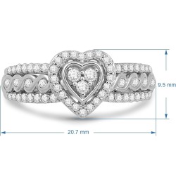 Sterling Silver 1/2 Cttw Natural White Round Diamond Bridal Ring, Size 7 $58.11 Bracelets