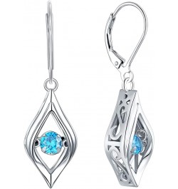 Eye Earrings 925 Sterling Silver Dancing Diamond Halo Dangle Earrings Birthstones Drop Jewelry 03-aquamarine-Mar $37.50 Earrings