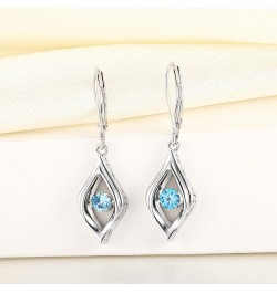 Eye Earrings 925 Sterling Silver Dancing Diamond Halo Dangle Earrings Birthstones Drop Jewelry 03-aquamarine-Mar $37.50 Earrings