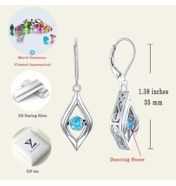 Eye Earrings 925 Sterling Silver Dancing Diamond Halo Dangle Earrings Birthstones Drop Jewelry 03-aquamarine-Mar $37.50 Earrings