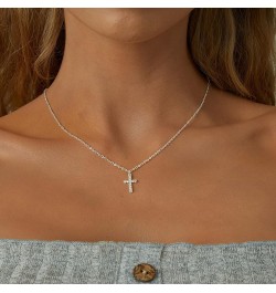 18k Gold/Silver Plated Simple Evil Eye Turquoise Cross Pendant Choker Necklace Simple Tiny Necklace for Women Girls Cubic Zir...