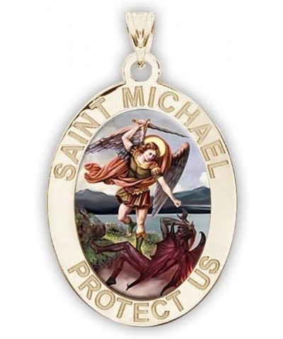 Saint Michael OVAL Religious Medal in Sterling Silver and 10K or 14K Gold 2/3 Inch x 3/4 Inch Sterling Silver $93.58 Pendants