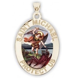 Saint Michael OVAL Religious Medal in Sterling Silver and 10K or 14K Gold 2/3 Inch x 3/4 Inch Sterling Silver $93.58 Pendants