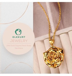 Rose Pendant Necklace for Women, 24K Gold-Plated, Adjustable Length, Fashion Jewelry, Best Gifts for Her Gold Rose Necklace $...