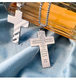 American Flag Cross Necklace Stainless Steel Bible Verse Pendant Cross Necklace With Chain Christmas Gift For Men John 3：16 $...