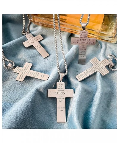 American Flag Cross Necklace Stainless Steel Bible Verse Pendant Cross Necklace With Chain Christmas Gift For Men John 3：16 $...