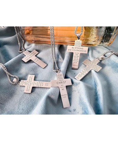 American Flag Cross Necklace Stainless Steel Bible Verse Pendant Cross Necklace With Chain Christmas Gift For Men John 3：16 $...