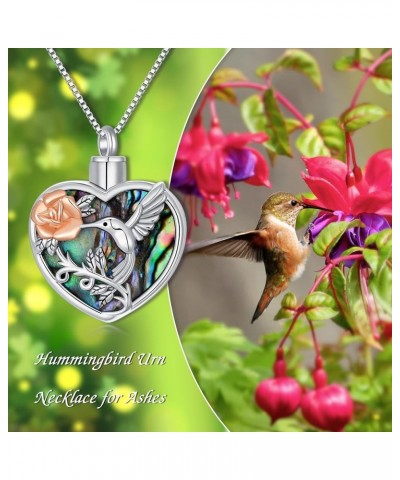 Hummingbird Urn Necklace for Ashes Sterling Silver with Crystal Cremation Jewelry w/Funnel Filler Keepsake Memory Jewelry for...