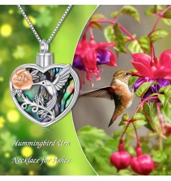 Hummingbird Urn Necklace for Ashes Sterling Silver with Crystal Cremation Jewelry w/Funnel Filler Keepsake Memory Jewelry for...