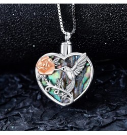 Hummingbird Urn Necklace for Ashes Sterling Silver with Crystal Cremation Jewelry w/Funnel Filler Keepsake Memory Jewelry for...